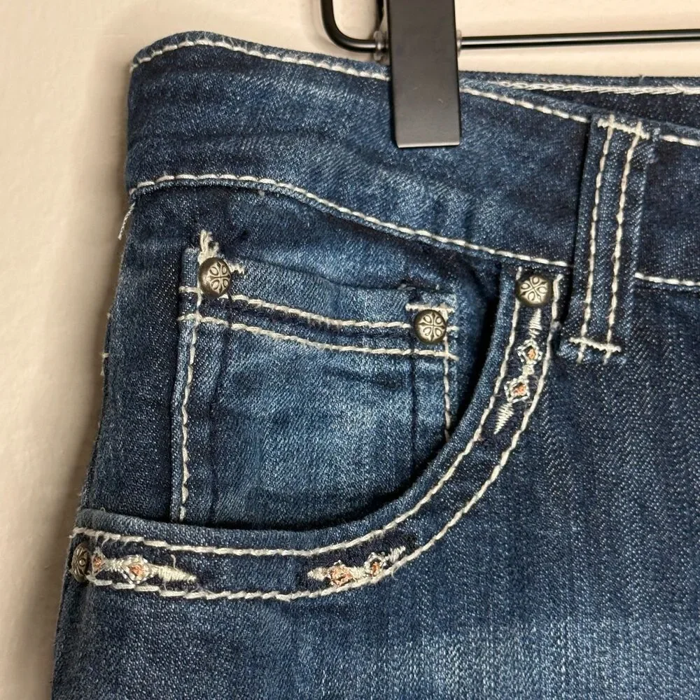 NLTD Womens Flare‎ Boot Cut Jeans 14 Embellished Denim Flare Rock